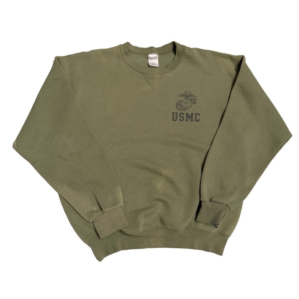 VTG Soffe Mens Green USMC Marine Corps 90s Crewneck Sweatshirt L MADE IN USA